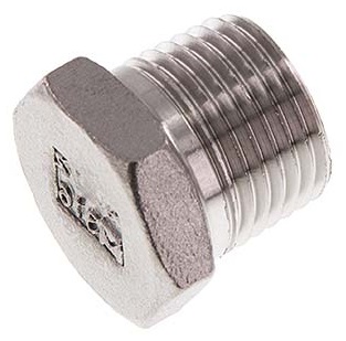 Bouchon de fermeture 1/2'' NPT mâle en acier inoxydable avec hexagone extérieur 16 Bar [2 pièces].