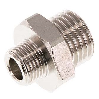 G 1/4'' x G 1/8'' Nickel plated Brass Double Nipple 16 Bar [5 Pieces]