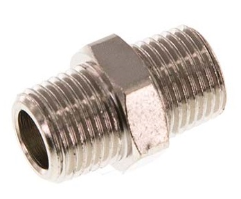 R 1/4'' Nickel plated Brass Double Nipple 16 Bar [5 Pieces]