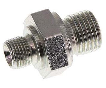 G 1/4'' x G 1/8'' Zinc plated Steel Double Nipple 400 Bar - Hydraulic [5 Pieces]