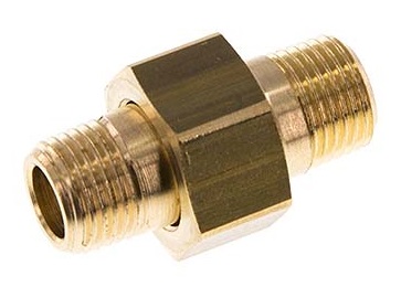 R 1/8'' Brass Double Nipple 3-pieces with Conically sealing 16 Bar [2 Pieces]