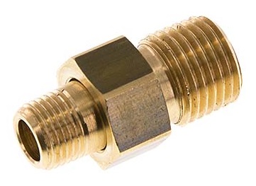 R 1/4'' x R 1/8'' Brass Double Nipple 3-pieces with Conically sealing 16 Bar [2 Pieces]