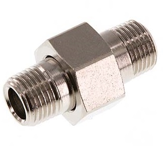 R 1/8'' Nickel plated Brass Double Nipple 3-pieces with Conically sealing 16 Bar [2 Pieces]