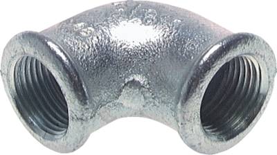 Rp 1/2'' Zinc plated Cast iron 90 deg Elbow Fitting 25 Bar [5 Pieces]