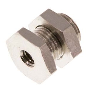 G 1/8'' x G 1/4'' F/M Raccord pour cloison en laiton nickelé 16 Bar [2 Pièces].