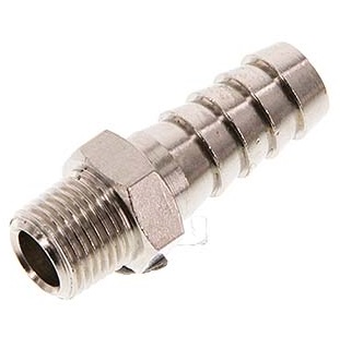 R 1/8'' Macho x 10mm Latón Niquelado Llave de manguera 16 Bar [5 Piezas]