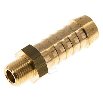 M8x0.75 Male x 6mm Brass Hose barb 16 Bar [5 Pieces]