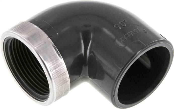 PVC 90deg Elbow Fitting Female Socket 40x51mm x Female Rp 1 1/4'' (Raccord coudé 90deg à douille femelle)