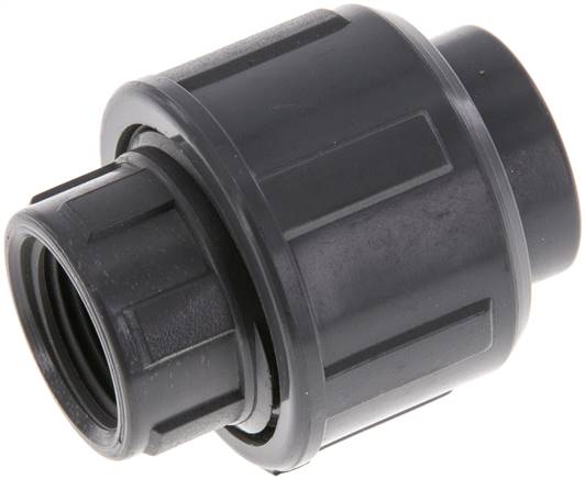 Conexión de Unión Hembra de PVC 16mm x Hembra Rp (rosca interna cilíndrica) 3/8'' EPDM