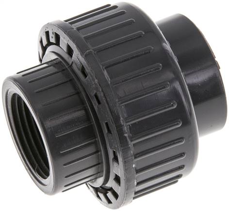 Conexión de Unión Hembra de PVC de 25mm x Hembra Rp (rosca interna cilíndrica) 3/4'' EPDM