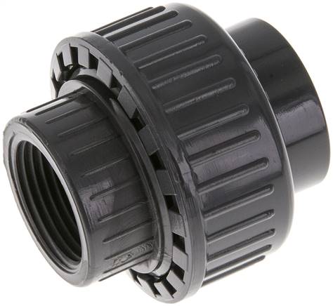 Conexión de Unión Hembra de PVC de 25mm x Hembra Rp (rosca interna cilíndrica) 3/4'' FKM