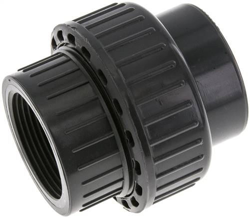 Conexión de Unión Hembra de PVC de 50mm x Hembra Rp (rosca interna cilíndrica) 1-1/2'' EPDM