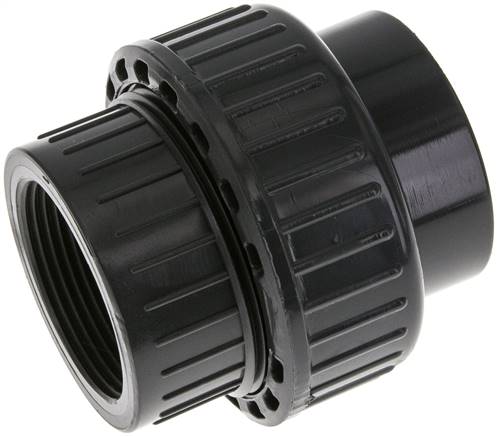 Conexión de Unión Hembra de PVC de 50mm x Hembra Rp (rosca interna cilíndrica) 1-1/2'' FKM