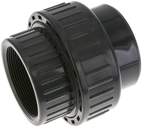 Conexión de Unión Hembra de PVC de 75mm x Hembra Rp (rosca interna cilíndrica) 2-1/2'' EPDM