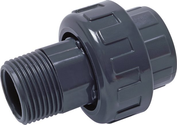 Raccord union en PVC femelle à douille 16mm x mâle R 3/8'' FKM