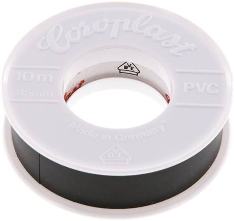 Electrical Insulation Tape VDE-tested 15mm/10m Black [10 Pieces]