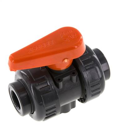 PVC 2-way Ball Valve True Union 16 mm Socket EPDM