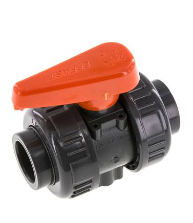 PVC 2-way Ball Valve True Union 25 mm Socket EPDM