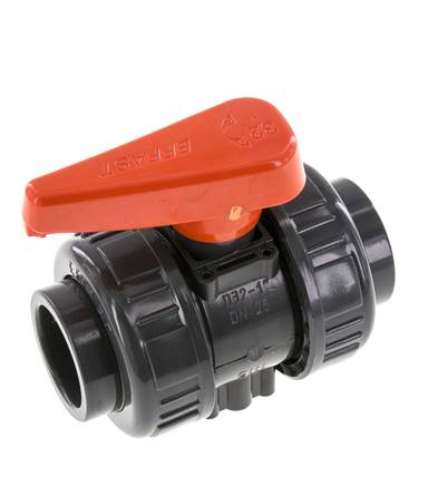 PVC 2-way Ball Valve True Union 32 mm Socket FKM