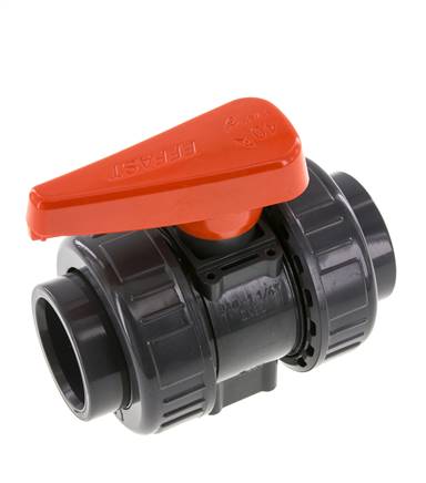 PVC 2-way Ball Valve True Union 40 mm Socket EPDM