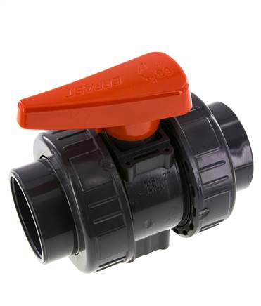 PVC 2-way Ball Valve True Union 63 mm Socket EPDM