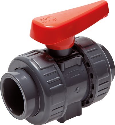 Vanne à Bille PVC 2 Voies Raccord Double Union 90 mm Embout EPDM