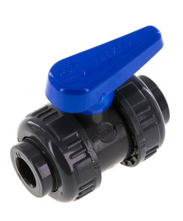 PVC 2-way Ball Valve True Union 16 mm Socket EPDM