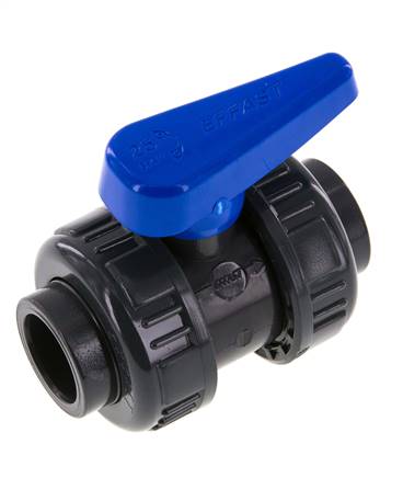 PVC 2-way Ball Valve True Union 25 mm Socket EPDM