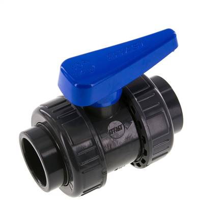 PVC 2-way Ball Valve True Union 40 mm Socket EPDM