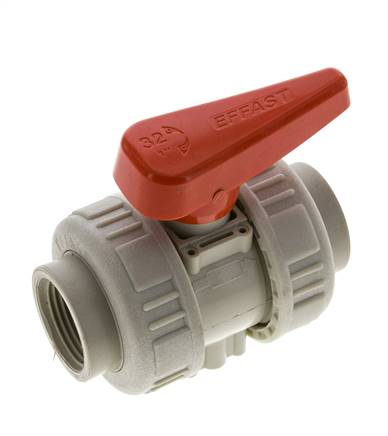 PP-H 2-way Ball Valve True Union Rp 1'' FKM