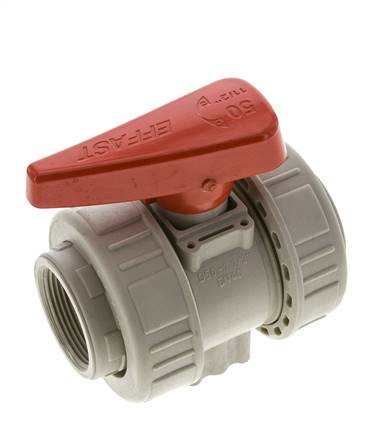 PP-H 2-way Ball Valve True Union Rp 1 1/2'' EPDM