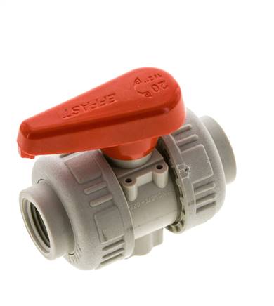 PP-H 2-way Ball Valve True Union Rp 1/2'' FKM