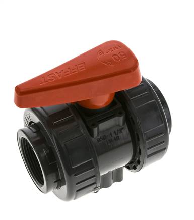 PVC 2-way Ball Valve True Union Rp 1 1/2'' EPDM