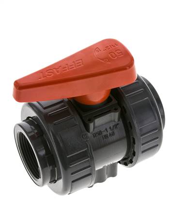 PVC 2-way Ball Valve True Union Rp 1 1/2'' FKM