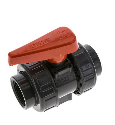 PVC 2-way Ball Valve True Union Rp 1 1/4'' EPDM