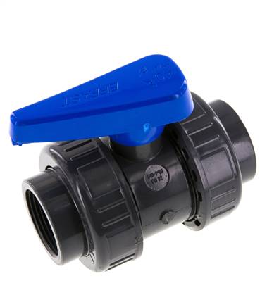 Vanne à Bille PVC 2 Voies Raccord Double Union Rp 1 1/4'' EPDM