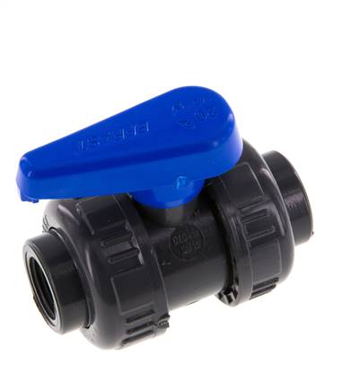 PVC 2-way Ball Valve True Union Rp 1/2'' EPDM