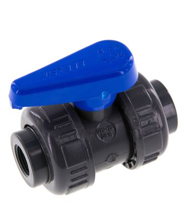 PVC 2-way Ball Valve True Union Rp 3/8'' EPDM