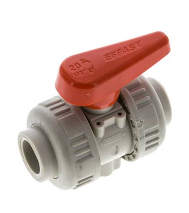 PP-H 2-way Ball Valve True Union 20 mm FKM