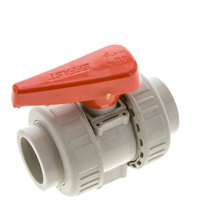 PP-H 2-way Ball Valve True Union 40 mm FKM