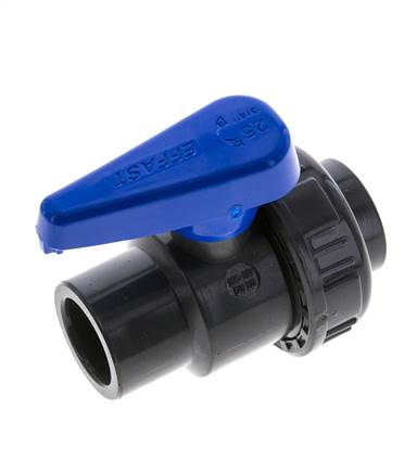 PVC 2-way Ball Valve Single Union 25 mm Socket EPDM