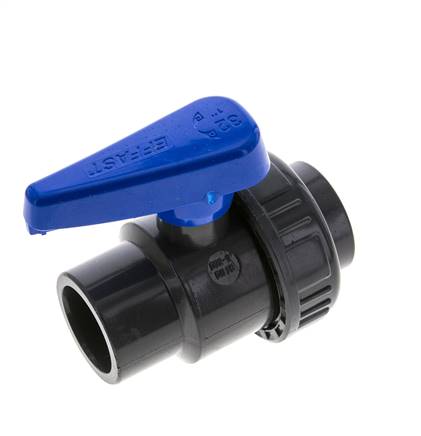 PVC 2-way Ball Valve Single Union 32 mm Socket EPDM