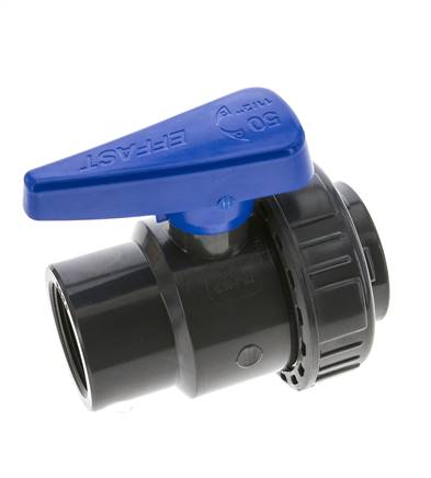 Robinet à boisseau sphérique PVC 2 voies Union Simple Rp 1 1/2'' EPDM