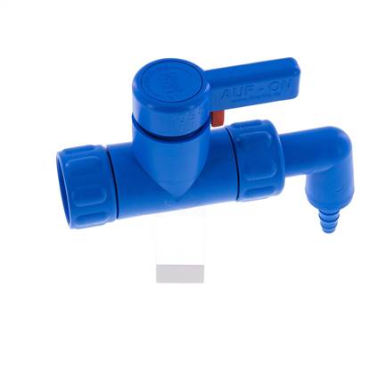 PP 2-way Ball Valve G 3/4'' 6x10mm Hose Barbs