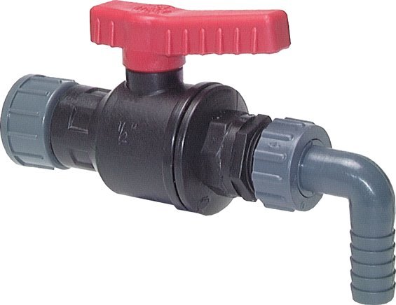 PP 2-way Ball Valve G 3/4'' 16 mm Hose Barbs