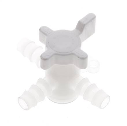 Robinet à boisseau sphérique à 3 voies en PVDF Embouts de tuyau 3/8'' (9 mm)