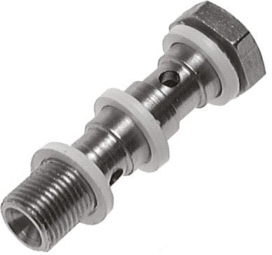 2-way Stainless Steel Banjo Bolt with M5 Male Threads PTFE L27mm