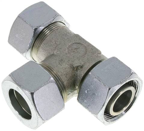 30S Zink Plated Steel Right Angle Tee Cutting Fitting with Swivel 400 bar Adjustable ISO 8434-1