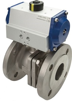 Pneumatic Actuated Flanged Ball Valve 2-Way DN65 PN40 Stainless Steel Spring open