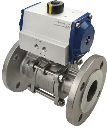 Pneumatic Actuated Flanged Ball Valve 2-Way DN65 PN40 Stainless Steel Spring open